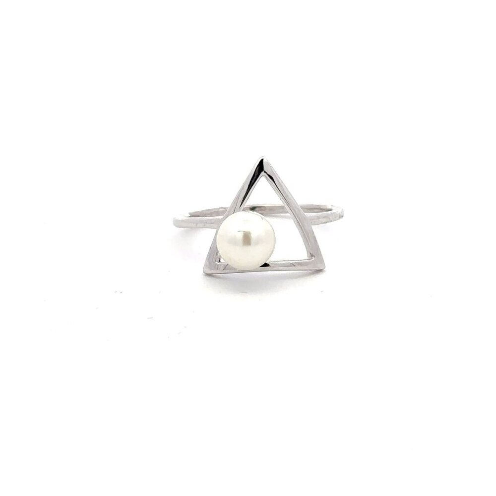 925 Sterling Silver Ring Synthetic Pearl Size 5